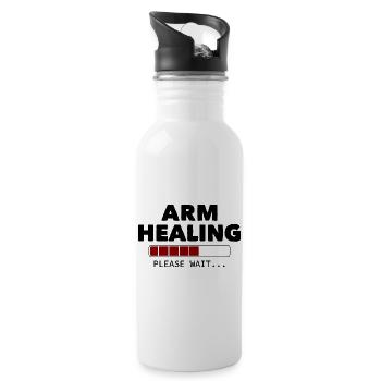 Arm Healing Please Wait - Trinkflasche mit integriertem Trinkhalm - Weiß - Rechts