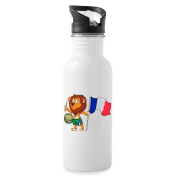 Lion au drapeau Français - Gourde avec paille intégrée - blanc - Droite
