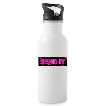 SEND IT Boxlogo - Trinkflasche mit integriertem Trinkhalm - Weiß - Rechts