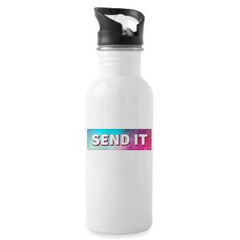SEND IT Boxlogo - Trinkflasche mit integriertem Trinkhalm - Weiß - Rechts