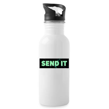 SEND IT Boxlogo - Trinkflasche mit integriertem Trinkhalm - Weiß - Rechts
