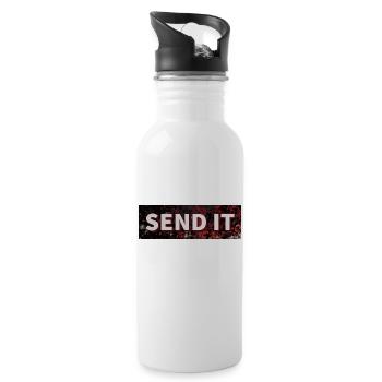SEND IT Boxlogo - Trinkflasche mit integriertem Trinkhalm - Weiß - Rechts