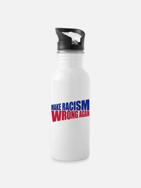 make racism wrong again - Trinkflasche mit integriertem Trinkhalm - Weiß