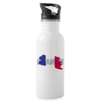 France flag - Water bottle with straw - white - Right