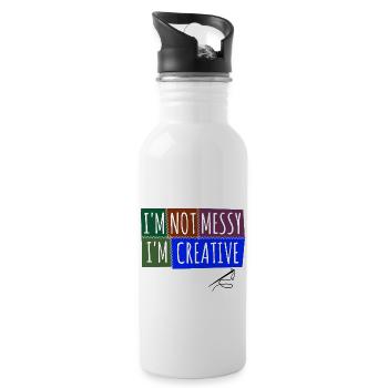 Quilten von Tagesdecken - Trinkflasche mit integriertem Trinkhalm - Weiß - Rechts