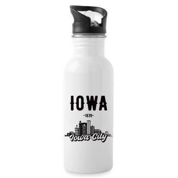 Iowa City State Home Gift - Water bottle with straw - white - Right