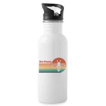 Vintage Sonnenuntergang mit Biene und Spruch - Trinkflasche mit integriertem Trinkhalm - Weiß - Rechts