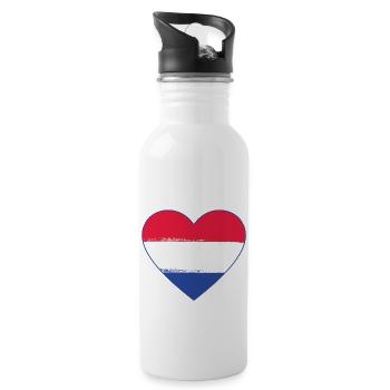 Holland Flag Heart utilisé - Gourde avec paille intégrée - blanc - Droite