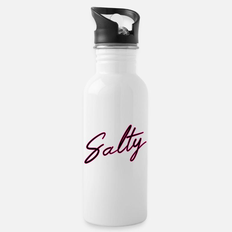 Salty Salzig Design - Trinkflasche mit integriertem Trinkhalm - Weiß