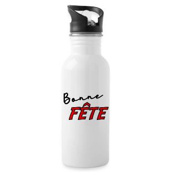 BONNE FÊTE. FÊTE DES MÈRES. FÊTE DES PÈRES. FÊTE - Gourde avec paille intégrée - blanc - Droite