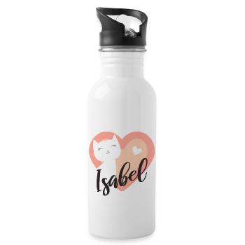 Isabel Surname First Name Kitten - Water bottle with straw - white - Right
