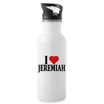 T-Shirt I love Jeremiah T-Shirt Geschenkidee - Trinkflasche mit integriertem Trinkhalm - Weiß - Rechts