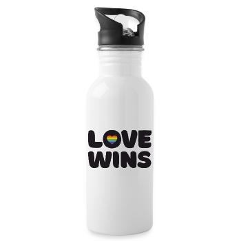 Pride Month LGBTQ - Liebe gewinnt - Trinkflasche mit integriertem Trinkhalm - Weiß - Rechts
