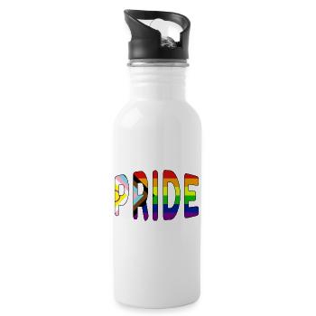 Pride-Logo Fortschritt 2023 - Trinkflasche mit integriertem Trinkhalm - Weiß - Rechts