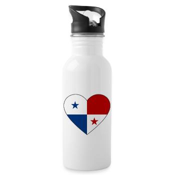 Cœur de drapeau du Panama - Gourde avec paille intégrée - blanc - Droite