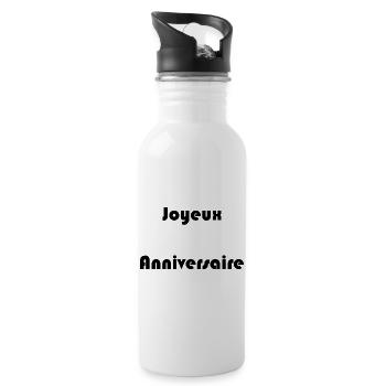 JOYEUX ANNIVERSAIRE. HAPPY BIRTHDAY. ANNIVERSAIRE. - Gourde avec paille intégrée - blanc - Droite