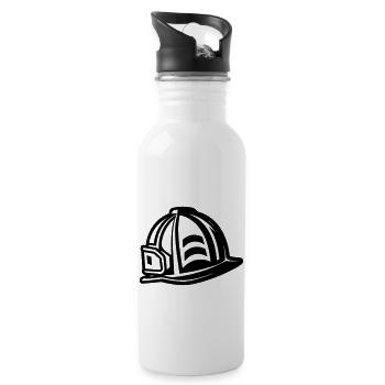 Feuerwehrhelm - Trinkflasche mit integriertem Trinkhalm - Weiß - Rechts