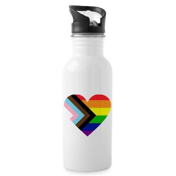 LGBTQ+ HERZ PRIDE - Trinkflasche mit integriertem Trinkhalm - Weiß - Rechts
