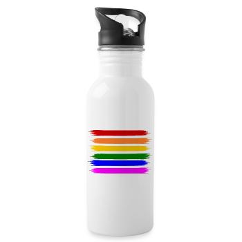 rainbow flag - Water bottle with straw - white - Right