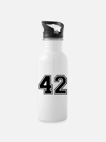 42 - Trinkflasche mit integriertem Trinkhalm - Weiß