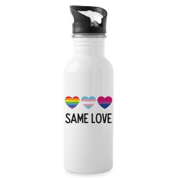 Pride Month LGBTQ - Gleiche Liebe - Trinkflasche mit integriertem Trinkhalm - Weiß - Rechts