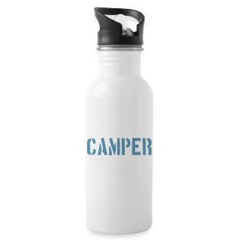 Ich bin Camper, ich darf das! - Trinkflasche mit integriertem Trinkhalm - Weiß - Rechts