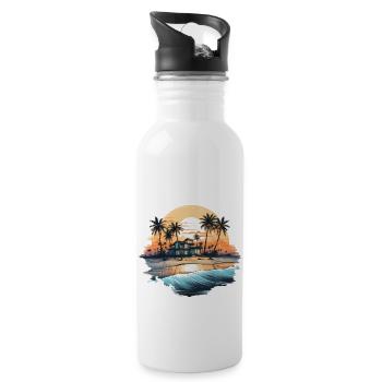 Ocean vibes, beach vibes, sunset on the beach, oce - Water bottle with straw - white - Right