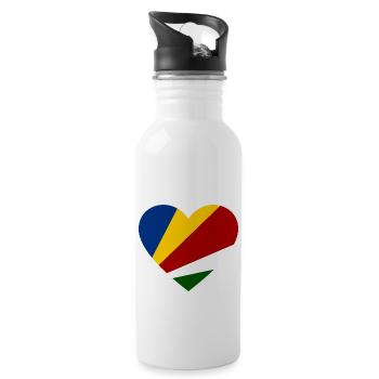 Seychellen Flagge Herz - Trinkflasche mit integriertem Trinkhalm - Weiß - Rechts