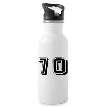70. 70 JAHRE. 70-JÄHRIGES JUBILÄUM. GEBURTSTAG 70 JAHRE. - Trinkflasche mit integriertem Trinkhalm - Weiß - Rechts