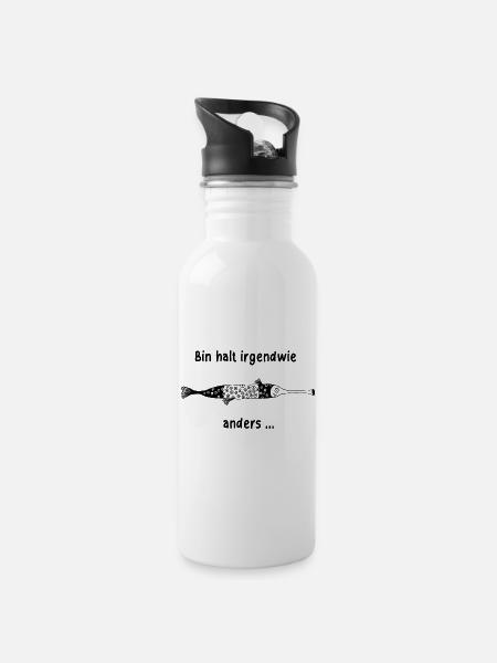 Bin halt irgendwie anders ... - Trinkflasche mit integriertem Trinkhalm - Weiß