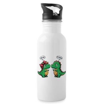 Dinosaure Trex Love In Love Bras Courts - Gourde avec paille intégrée - blanc - Droite