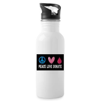 Peace Love Donate Blood Donation - Water bottle with straw - white - Right
