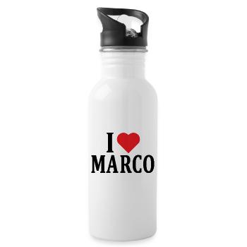 t-shirt j’aime Marco t-shirt idée cadeau - Gourde avec paille intégrée - blanc - Droite