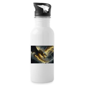 Thunder Dragon - Water bottle with straw - white - Right