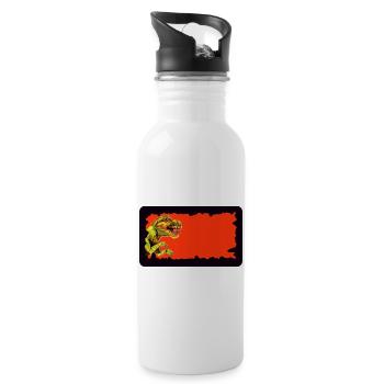 T-Rex Dinosaur | customizable - Water bottle with straw - white - Right