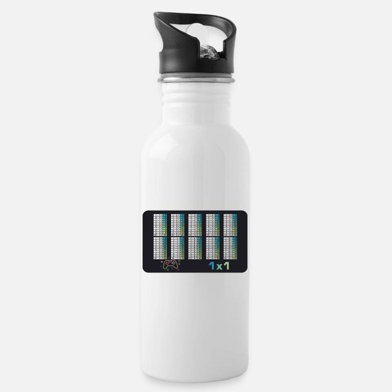 Spielecontroller - Kleines 1x1 - Mathematik - Trinkflasche mit integriertem Trinkhalm - Weiß