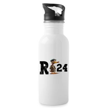 Pension 2024 Duck Pensioner Retired Funny - Water bottle with straw - white - Right