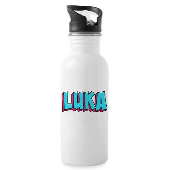 Motif du nom : Luka - Gourde avec paille intégrée - blanc - Droite