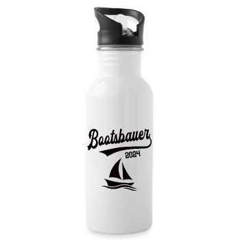 Bootsbauer 2024 Beruf Bootsbau Meister Schiffbau - Trinkflasche mit integriertem Trinkhalm - Weiß - Rechts