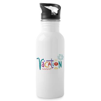 Colorful Valentine's Day Art with Heart Motifs - Water bottle with straw - white - Right