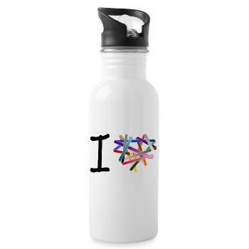 I love - wrapped criss-cross - Water bottle with straw - white - Right