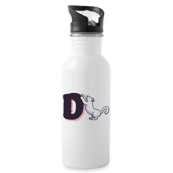 Cat Letter D - Water bottle with straw - white - Right