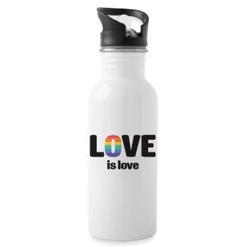 Mois de la fierté LGBT - Love is Love - Gourde avec paille intégrée - blanc - Droite