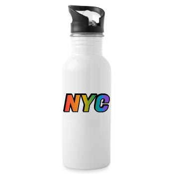 Schwules NYC - Trinkflasche mit integriertem Trinkhalm - Weiß - Rechts