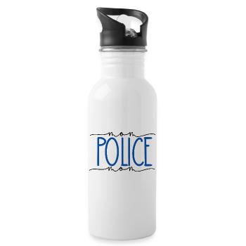 Policewoman Proud Mom Cute Gift - Water bottle with straw - white - Right