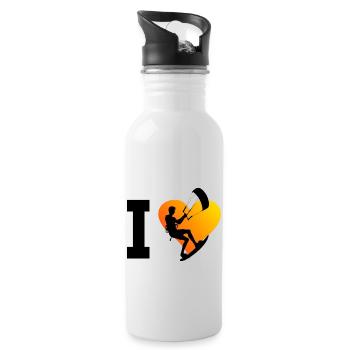 Kitesurf Kiten Herren Kitesurfen Kite Kitesurfing - Trinkflasche mit integriertem Trinkhalm - Weiß - Rechts
