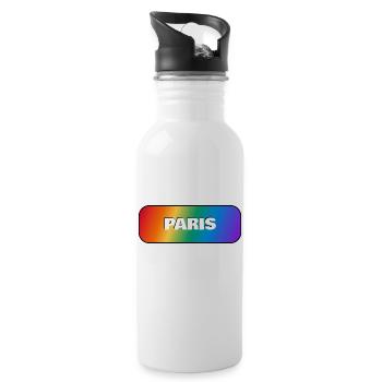 LGBT Paris France Gay Pride - Water bottle with straw - white - Right
