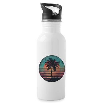 Sunset Palms Silhouette Rétro Années 80 Vintage2 - Gourde avec paille intégrée - blanc - Droite