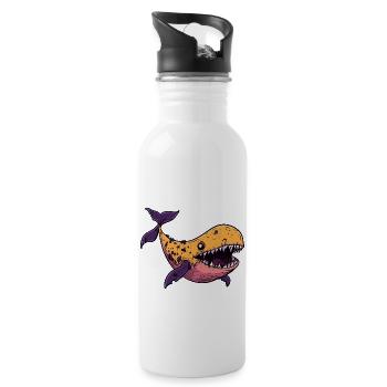 Whale Halloween Comic Funny - Water bottle with straw - white - Right