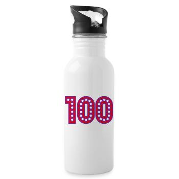 100. 100 YEARS. 100th ANNIVERSARY. BIRTHDAY 100 - Water bottle with straw - white - Right